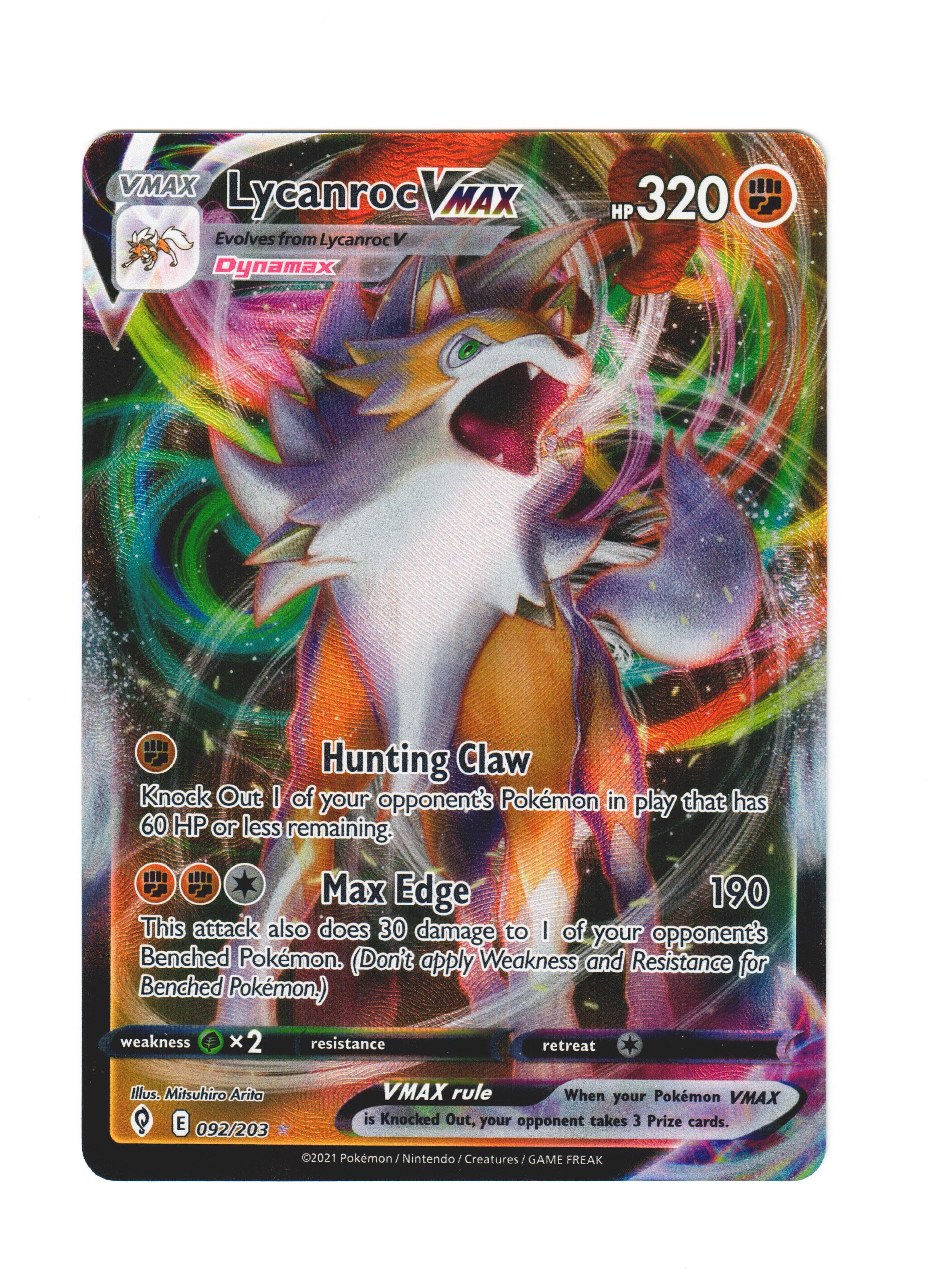 Lycanroc VMAX FullArt Pokemon 092/203 Evolving Skies